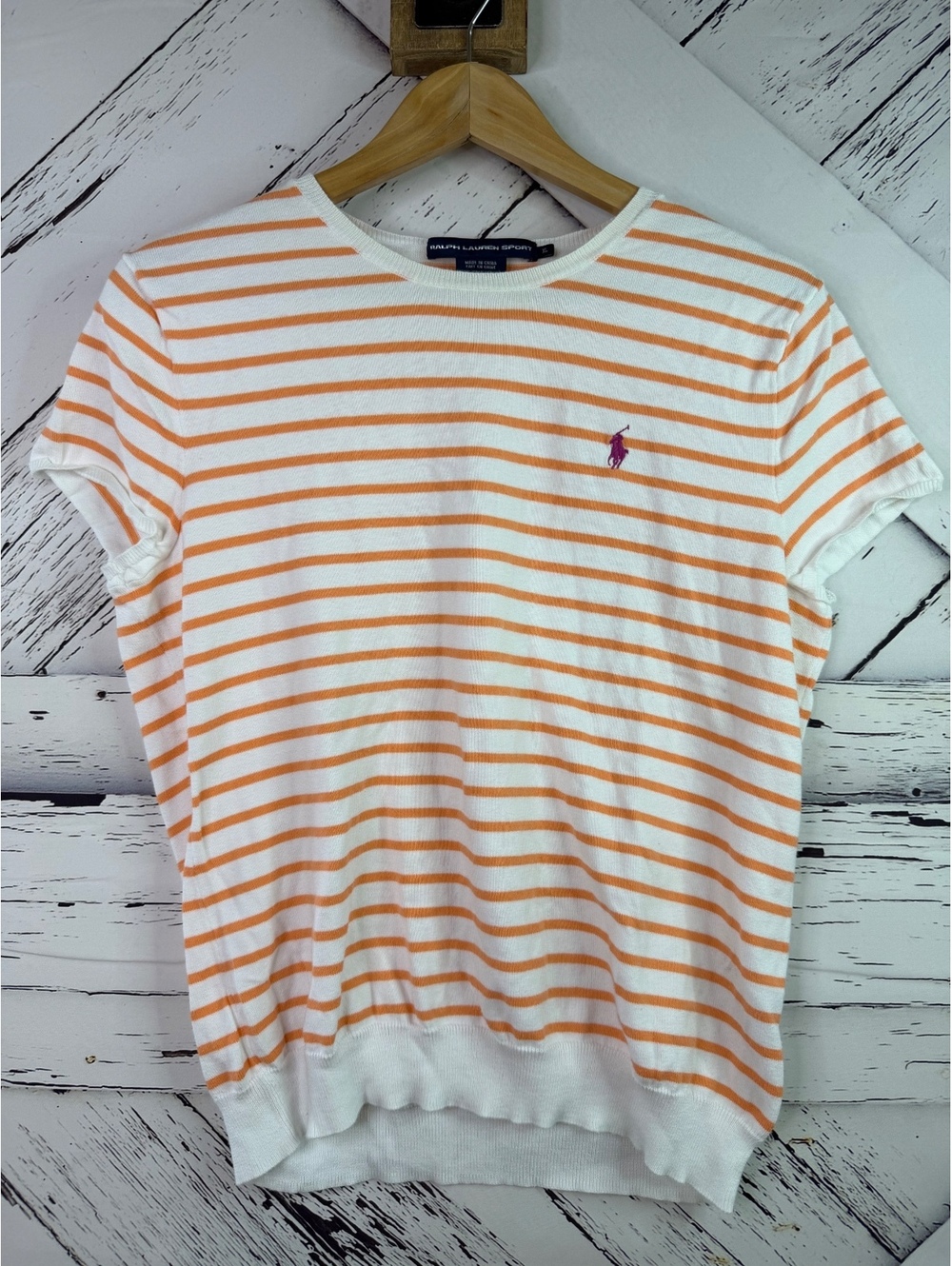 Vintage Ralph Lauren Y2K Preppy Sport Striped Knit Quiet Luxury Top Women’s XL